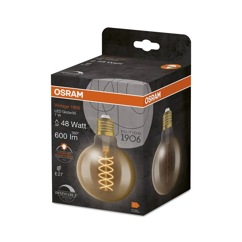 OSRAM Vintage 1906 E27 7W LED G95 822 złota ściemniany