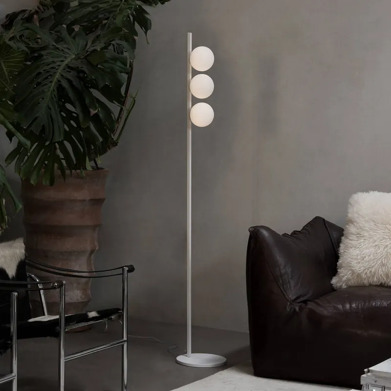 Lampa podłogowa IDEAL LUX Binomio, biała, wysokość 160 cm, metalowa, 3-punktowa