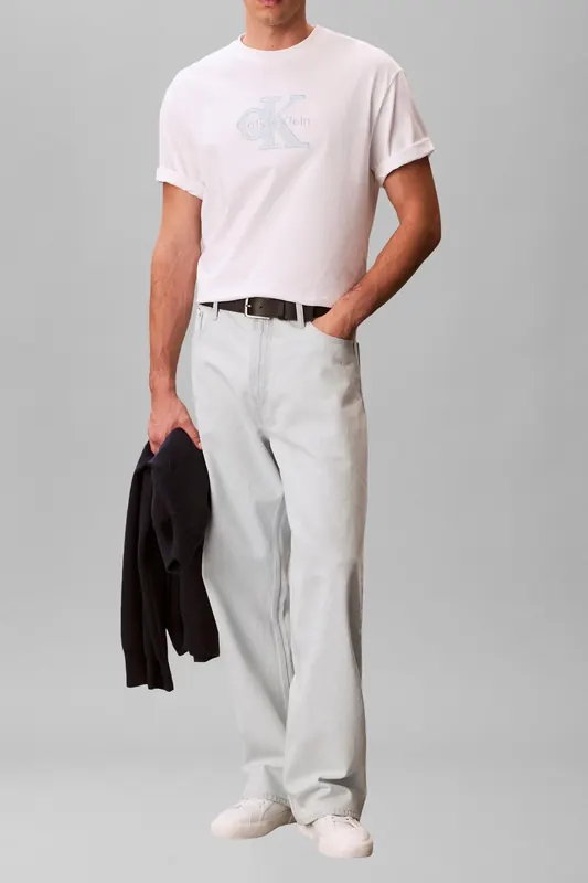 Calvin Klein Ss 16s Elevated Mono Tee Bright White Maat: S | Basic T-Shirts Outlet | Heren | Wit