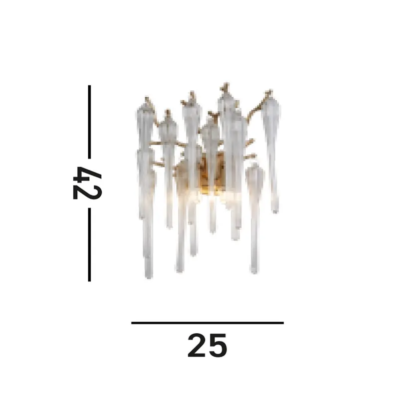 Kinkiet Heritage, szerokość 25 cm, złoty/przezroczysty, szkło