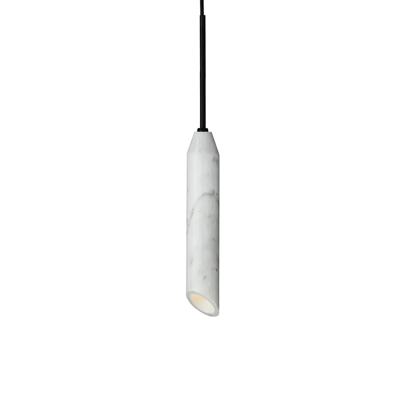 Lampa wisząca Marble Art, biała, marmur Carrara, wysokość 30 cm