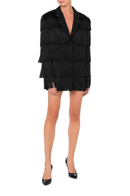 Moschino Archive Capsule Crepe Jacket Black Maat: 42 | Lichte Jassen Outlet | Dames | Zwart