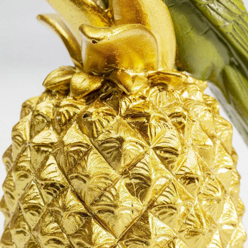 Figurka dekoracyjna KARE papuga ananas, polyresin, kolor złoty, zielony