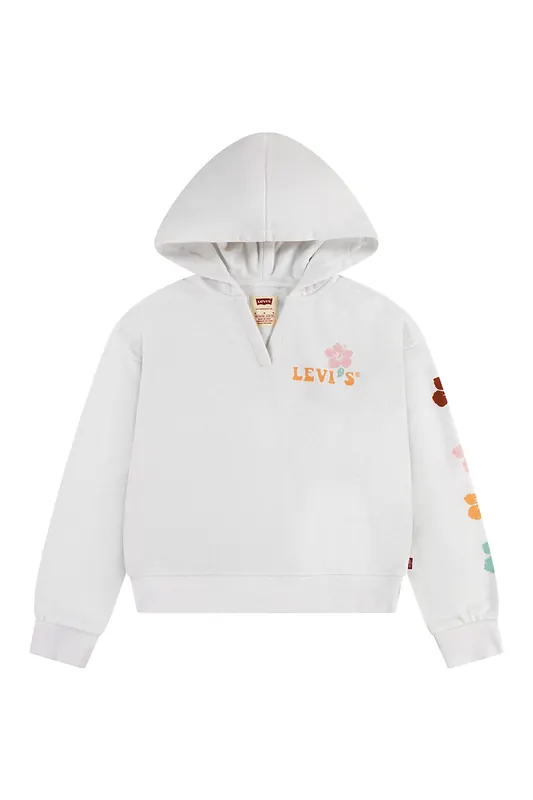 Levi's Girls Levis Hibiscus Hoodie Bright White Maat: 12Y | Sportkleding Outlet | kids | Wit
