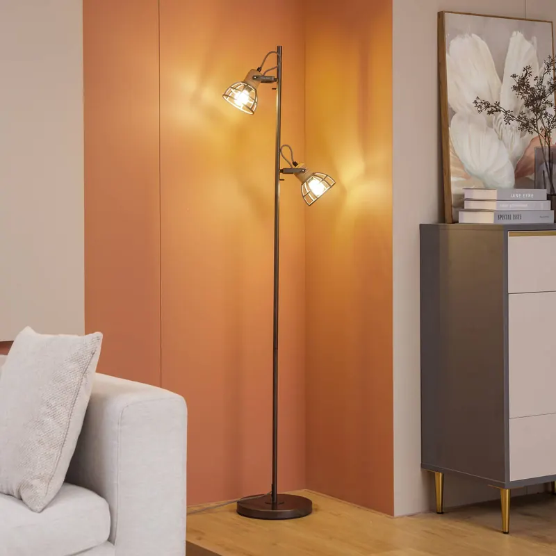 Lampa stojąca Lucande Arinthea, 2-punktowa, czarny, stal, E14