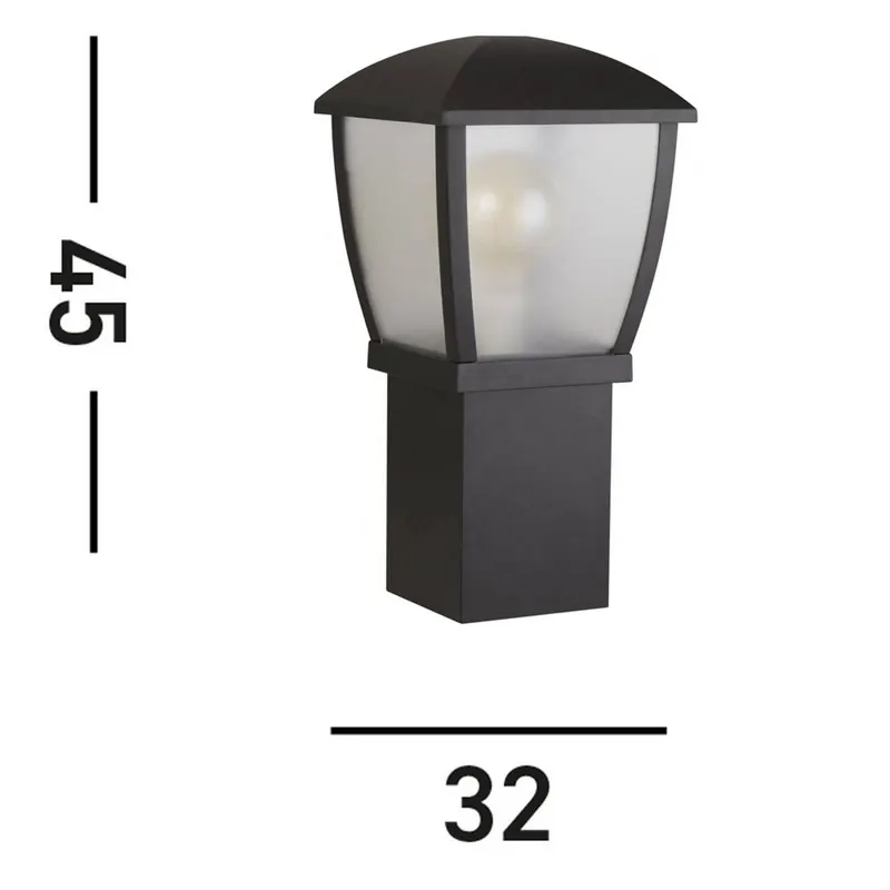 Słupek oświetleniowy Seattle, IP44, czarny, wysokość 45 cm, metalowy
