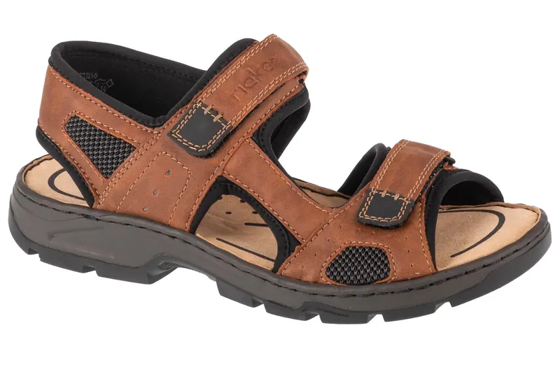Rieker Sandals 26156-25, Męskie, Brązowe, sandały, skóra syntetyczna, rozmiar: 44