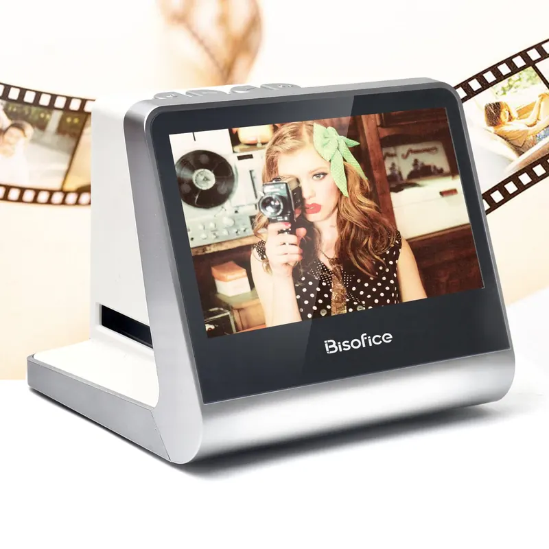 Bisofice Film i skaner slajdów 5 ''ekran LCD do filmu 135/126KPK/Film 110/Super8/monochromatyczny/przesuń do cyfrowych zdjęć JPEG