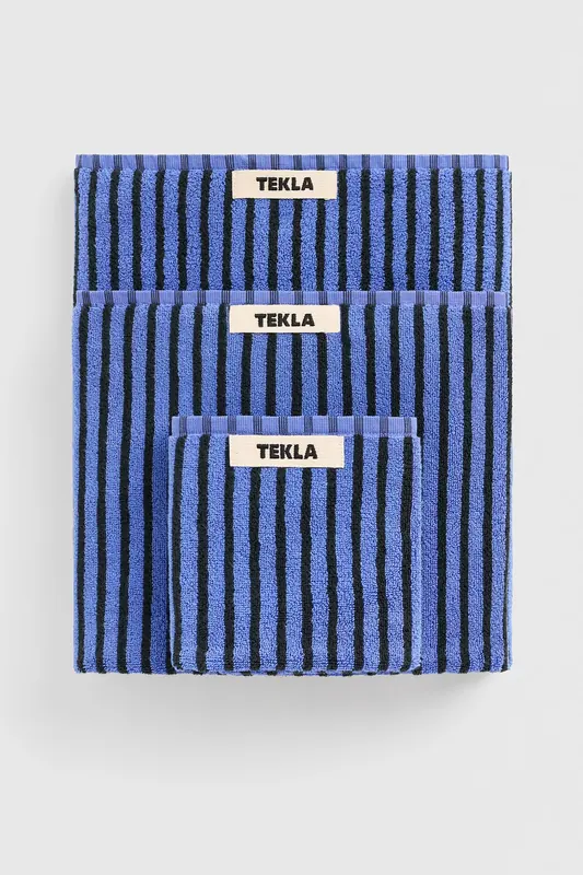 Tekla Unisex Washcloth Blue & Black Maat: 30X30 | Handdoeken Outlet | Unisex | Zwart