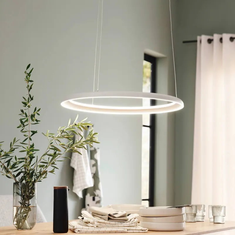 Żyrandol LED QUILLO, beżowa, Ø 60 cm, metalowa, z funkcją Switchdim