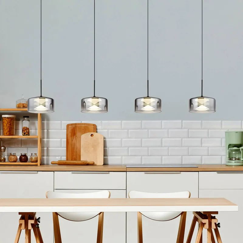 Lampa wisząca LED Belinda, długość 105 cm, dymny szary, 4-punktowa.