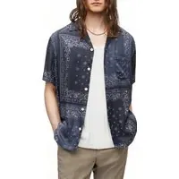 AllSaints Tikal Ss Shirt Jet Black Maat: S | Casual Overhemden Outlet | Heren | Blauw