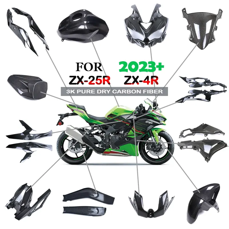 Zestaw owiewek bocznych zbiornika paliwa Fender Akcesoria motocyklowe z włókna węglowego do Kawasaki Ninja ZX4R ZX4RR ZX25R 2023+ 2024