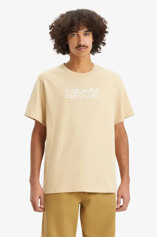 Levi's Ss Relaxed Fit Tee Corded Headline Safar Maat: S | T-shirts met Print Outlet | Heren | Beige