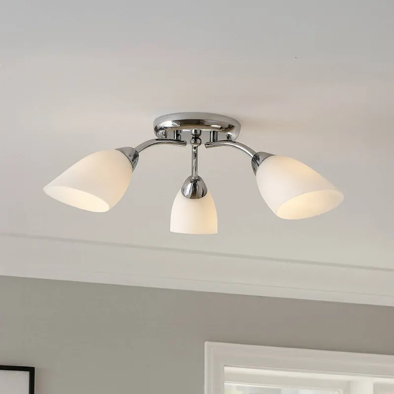 Lampa sufitowa Portos, 3-punktowa, biała/chromowana, metal, Ø 54 cm