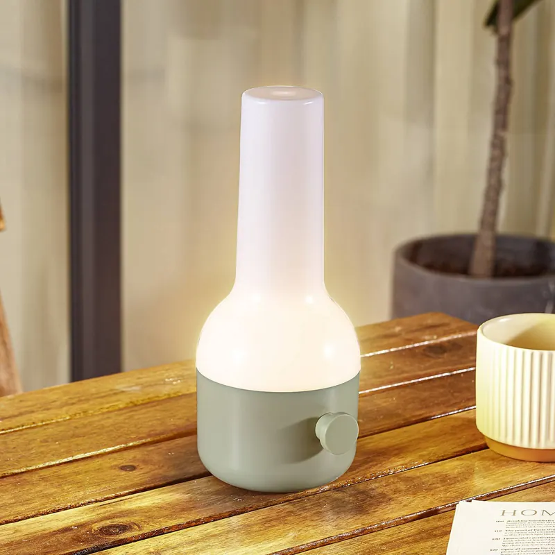 Akumulatorowa zewnętrzna lampa stołowa LED Lindby Isaline, zielona,