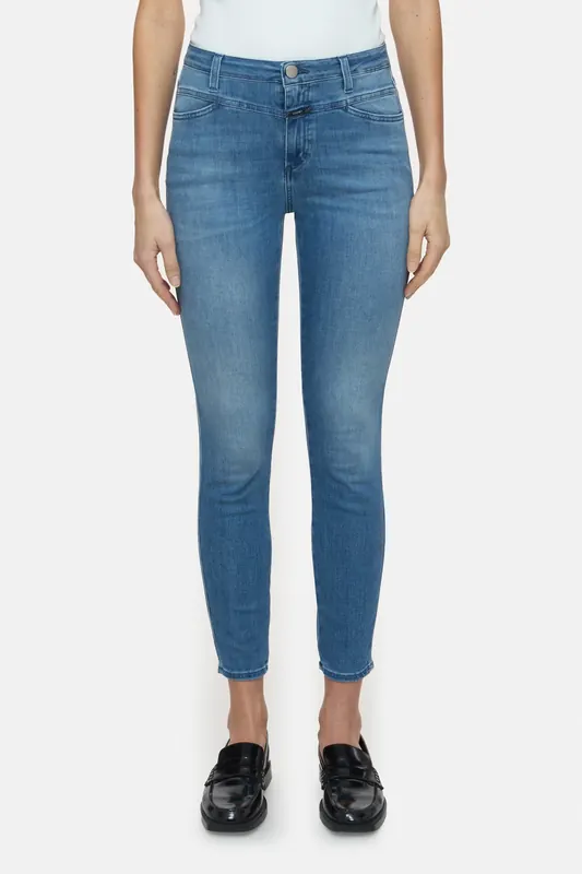 Closed Skinny Pusher Jeans Mid Blue Maat: W24L32 | Skinny Jeans Outlet | Dames | Blauw