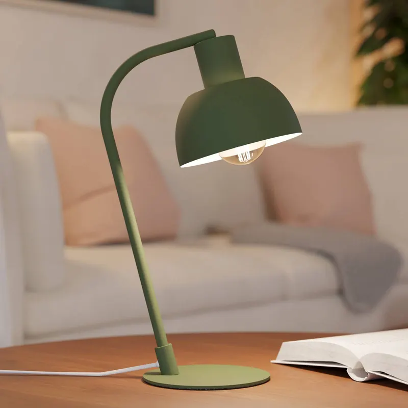 Lampa stołowa Cazalilla, zielona, metalowa, E27, wysokość 41,3 cm