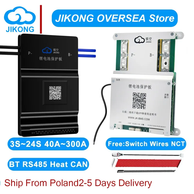 JIKONG JKBMS B2A8S20P-V19 4S-8S 12V 24V 100A 200A do akumulatorów Lifepo4 Li-ion LTO z aktywnym balanserem 1A, inteligentny BMS RS485 HEAT CAN