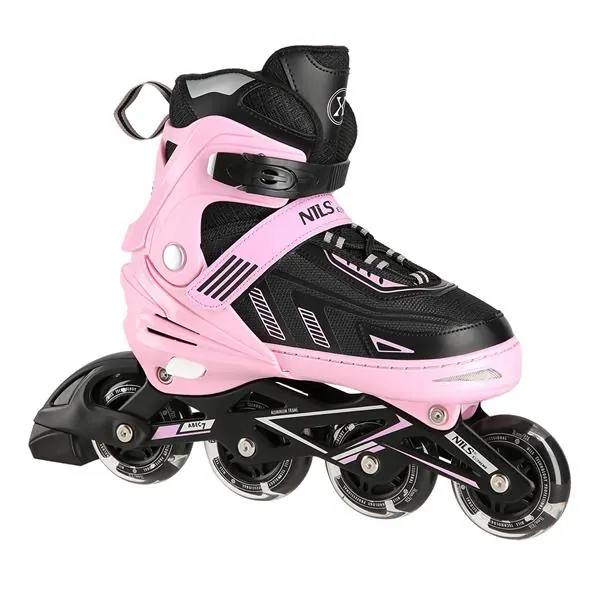 NILS EXTREME rolki regulowane ze świecącymi kołami LED NA11230A różowe (43-45)