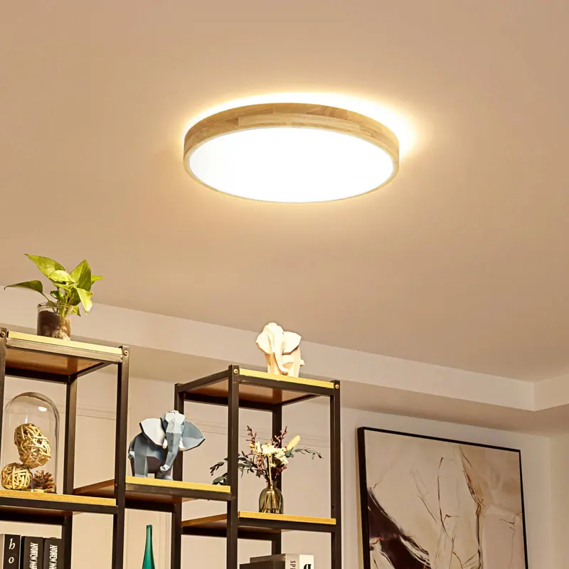 Lindby Smart lampa sufitowa LED Innes wood Ø51cm RGB CCT Tuya