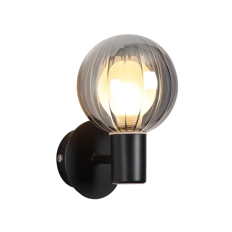 Kinkiet do łazienki Lumisphere, czarna/dymnoszara, wysokość 12 cm, szkło