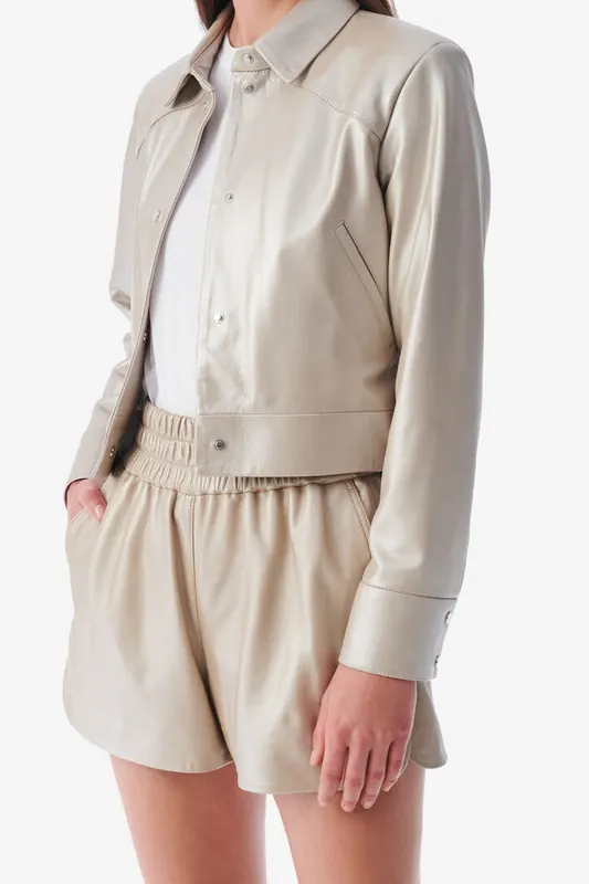 IRO Paris Kenan Jacket Pearly Beige Maat: 34 | Leren Jassen Outlet | Dames | Beige