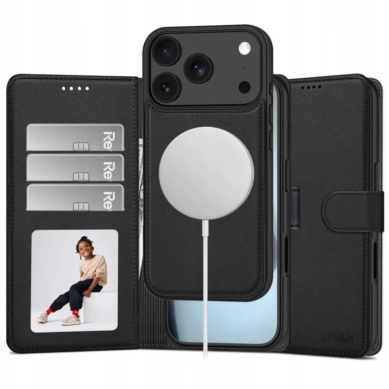 Etui Tech-Protect Wallet MagSafe na iPhone 17 Pro Max 18 Pro Max czarne
