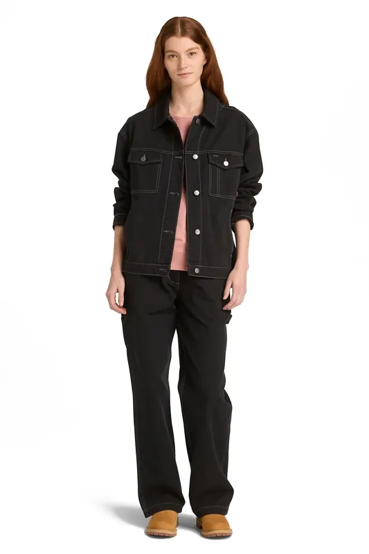 Timberland Canvas Trucker Jacket Black Maat: XS | Spijkerjassen Outlet | Dames | Zwart