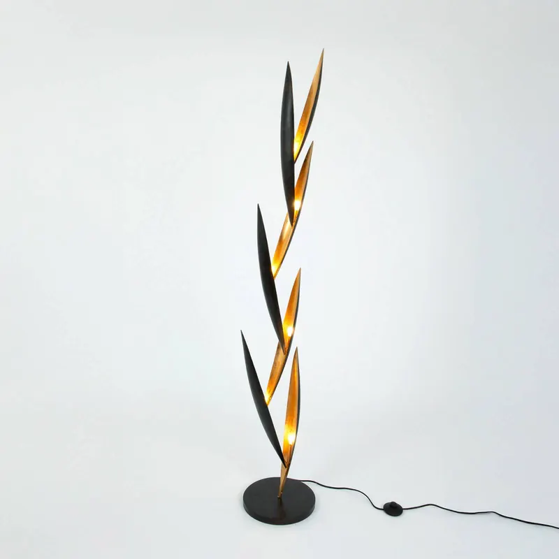 Lampa podłogowa FORTUMA, czarna/złota, wysokość 160 cm, metal, 6 x G4