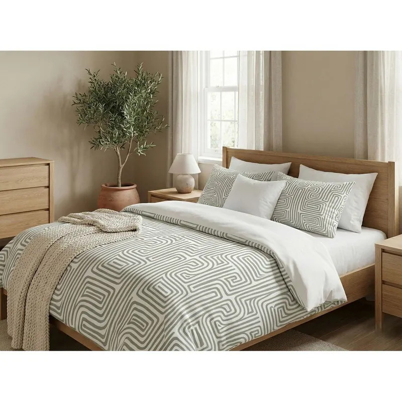 Szałwiowa pościel jednoosobowa 200x140 cm Maze – Mijolnir
