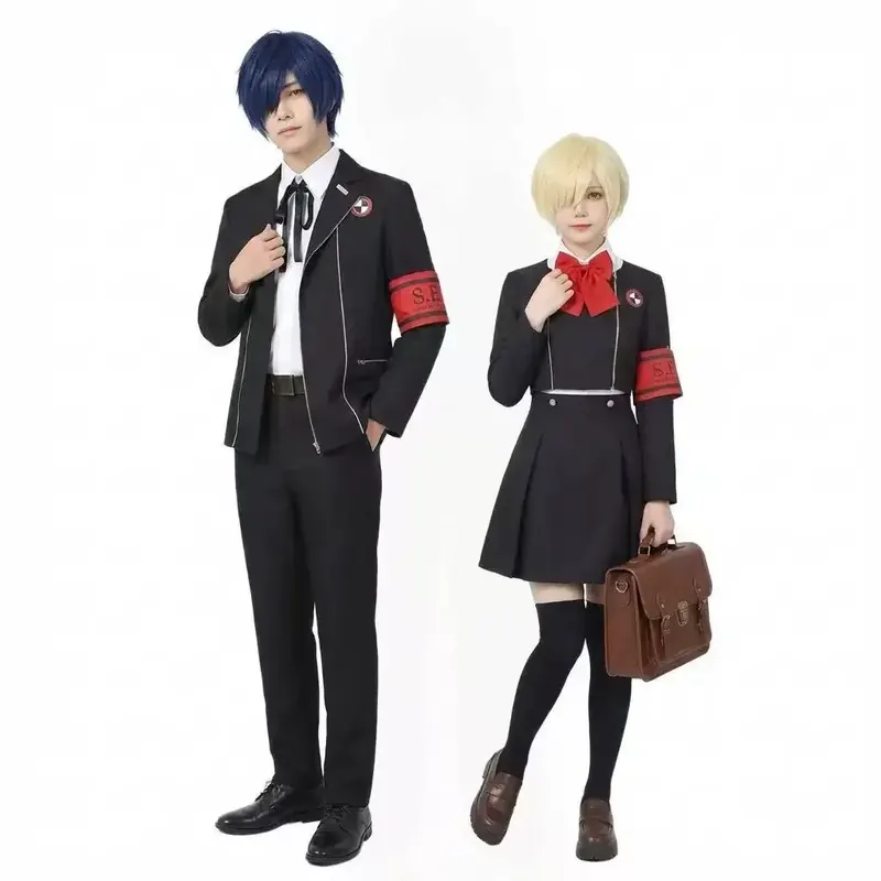 Kostium Cosplay Persona 3 Aigis & Junpei, Mundurek Szkolny, Strój z Gry Anime