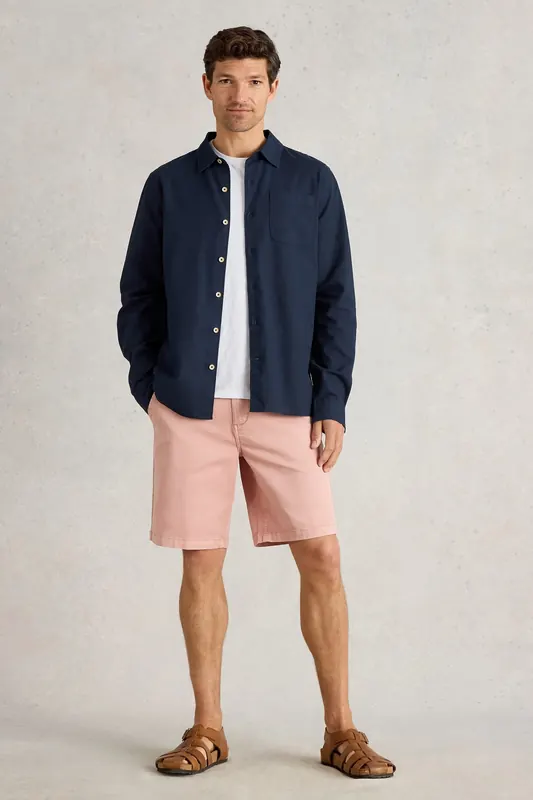 White Stuff Ely Linen Cotton Ls Shirt Dark Navy Maat: XL | Casual Overhemden Outlet | Heren | Blauw