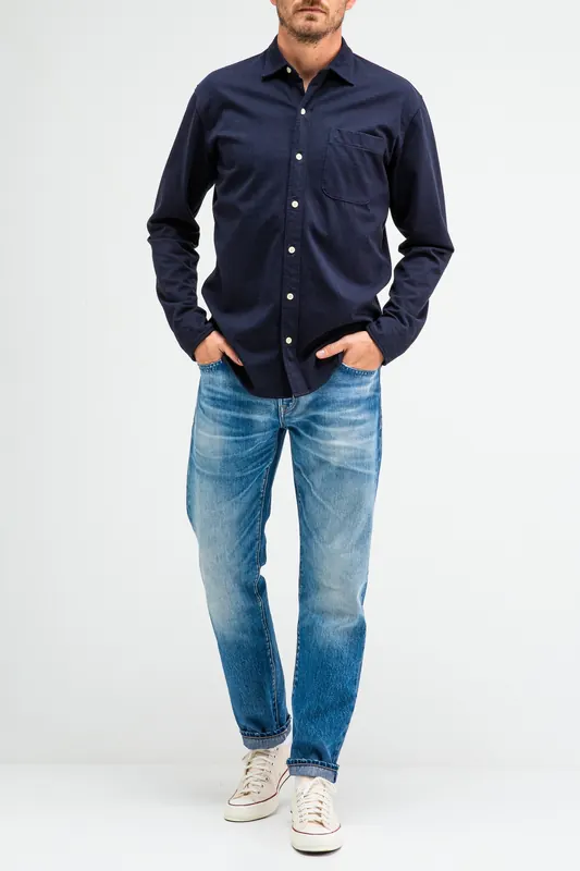 Butcher of Blue Aidan Jersey Shirt Alaska Blue Maat: S | Casual Overhemden Outlet | Heren | Blauw