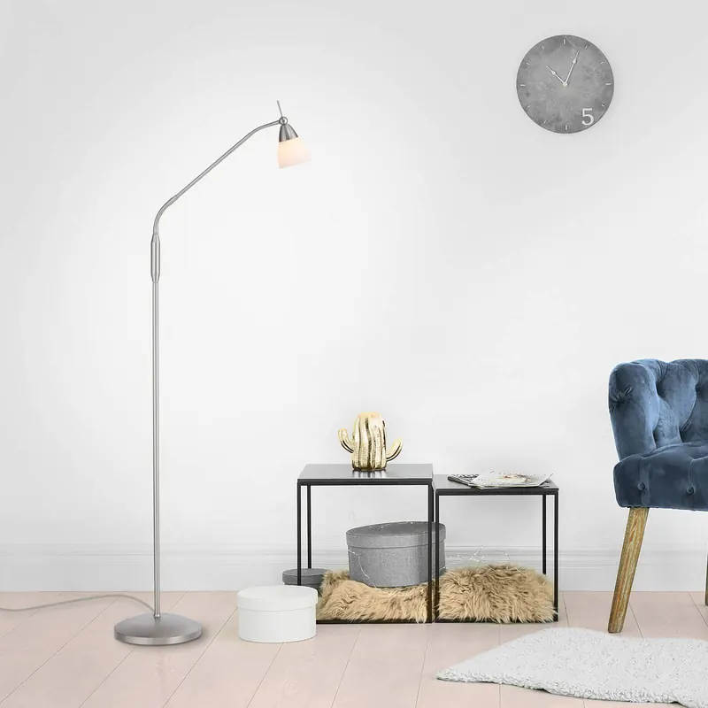 Lampa stojąca Paul Neuhaus Pino, srebrna, 163 cm, ściemniana, G9