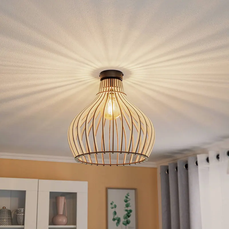 Lampa sufitowa Barrel z drewnianym kloszem