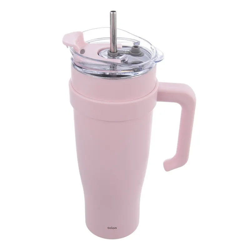 Różowy kubek termiczny ze słomką 1,2 l Termo – Orion