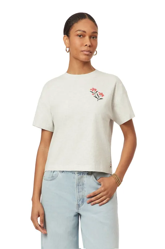 Scotch & Soda Boxy Crop Tee Light Grey Heather Maat: XS | Tops Outlet | Dames | Grijs
