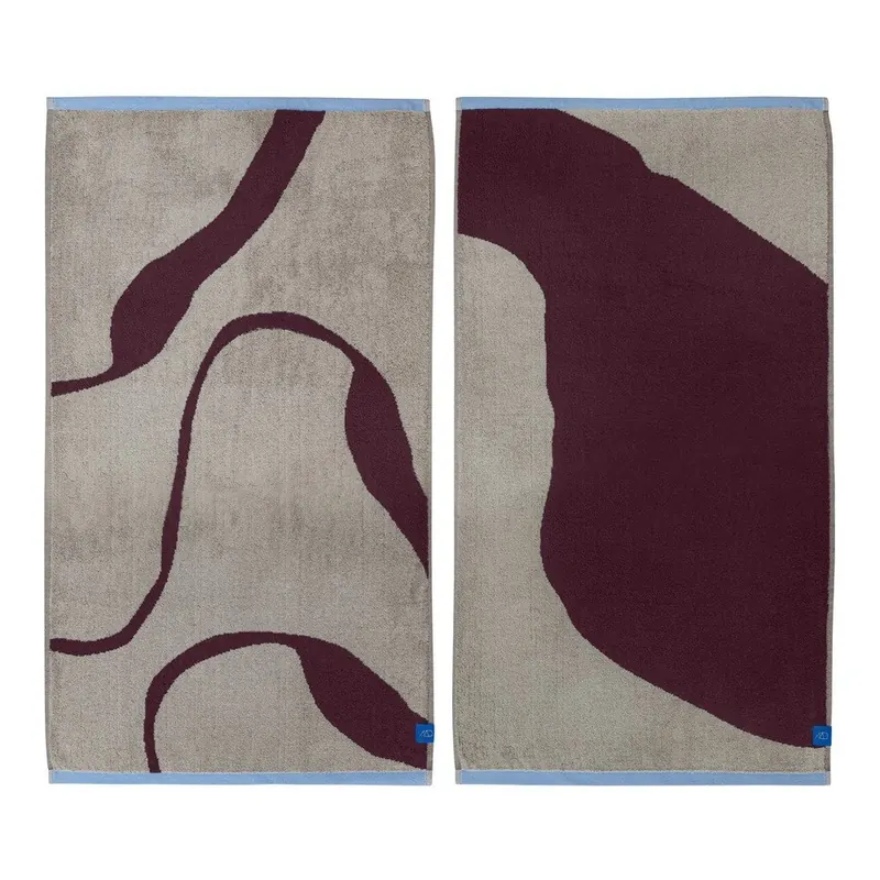 Bordowo-szarobeżowe ręczniki z bawełny organicznej frotte zestaw 2 szt. 50x90 cm Nova Arte  – Mette Ditmer Denmark