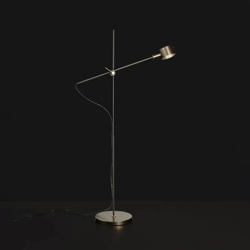 Oluce G.O. 352 stojąca LED, anodowana brąz