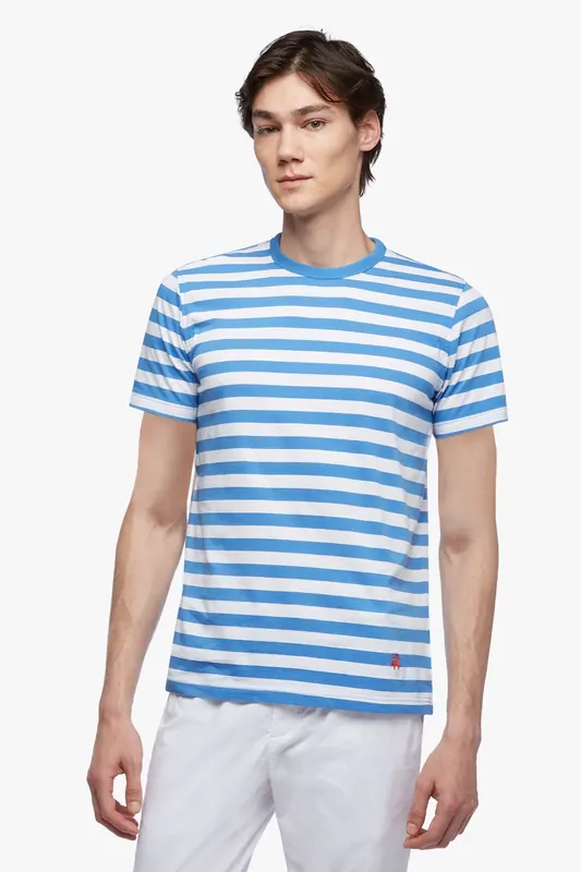Brooks Brothers Supima Cotton Slim Striped T-shirt Open Blue Maat: L | Basic T-Shirts Outlet | Heren | Blauw