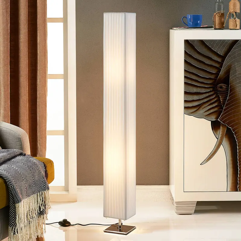 Lampa stojąca Lindby Janno, biały, tekstylny, metal, 120cm, E27