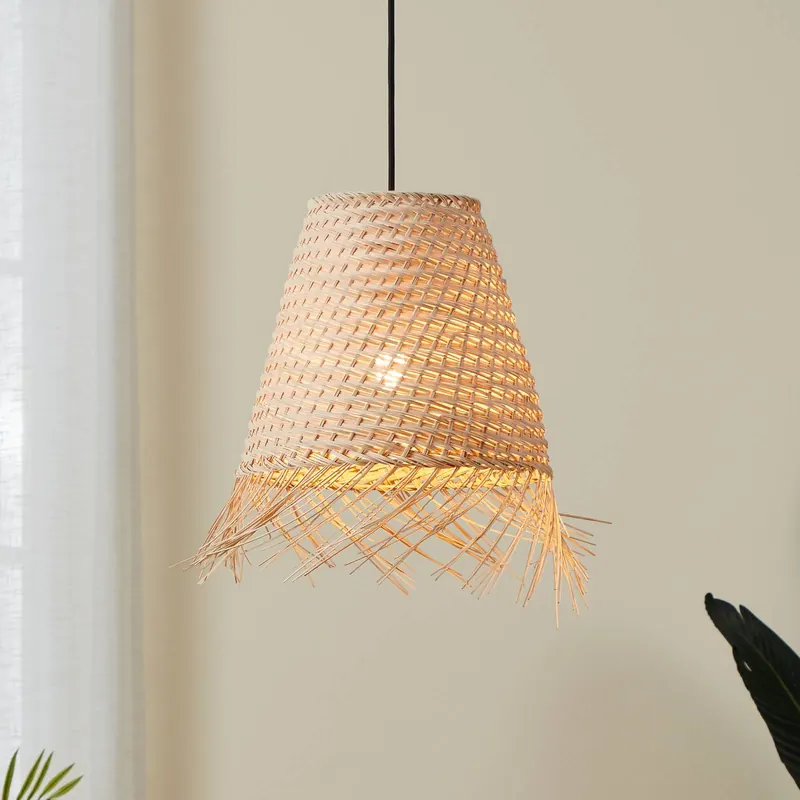 Lampa wisząca Aycliffe z rattanowym kloszem Ø 30cm