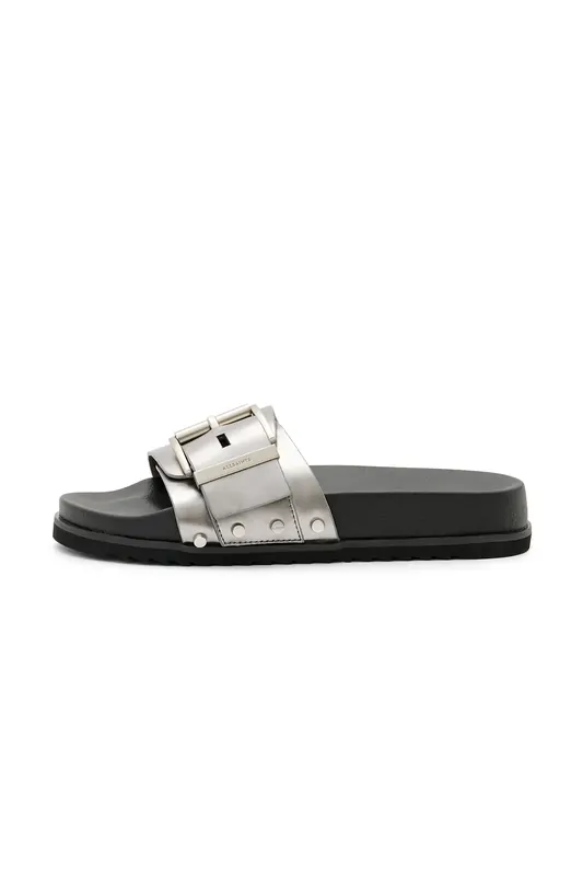 AllSaints Ellie Stud Slider Gunmetal Grey Maat: 36 | Sandalen Outlet | Dames | Zwart