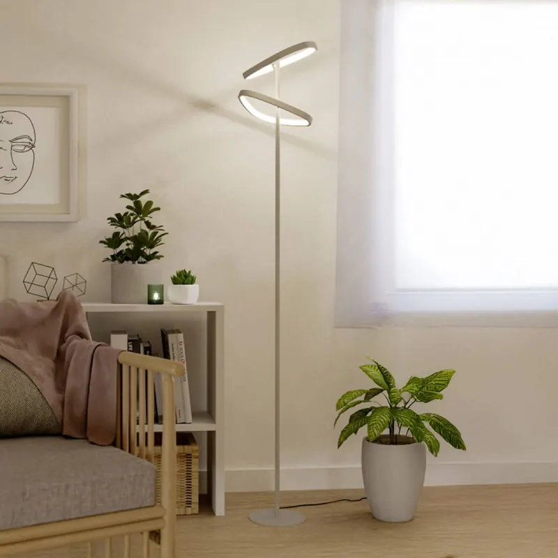 Lampa stojąca LED EGLO LEPORANO, beżowa, wysokość 160 cm, 2-punktowa, CCT
