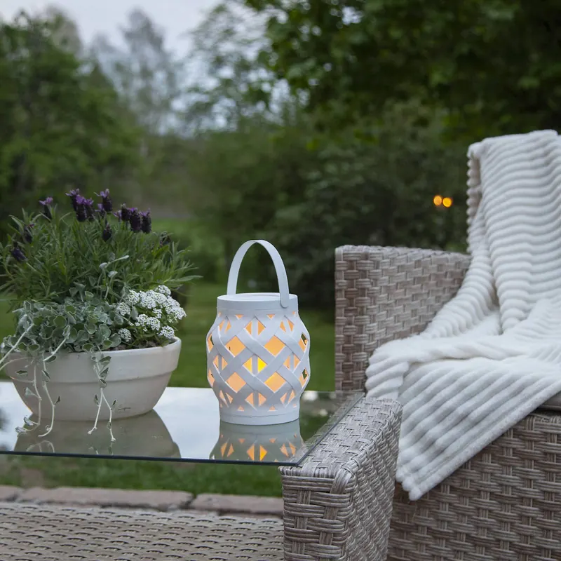 Latarnia LED Flame Lantern, biały, wysokość 16 cm