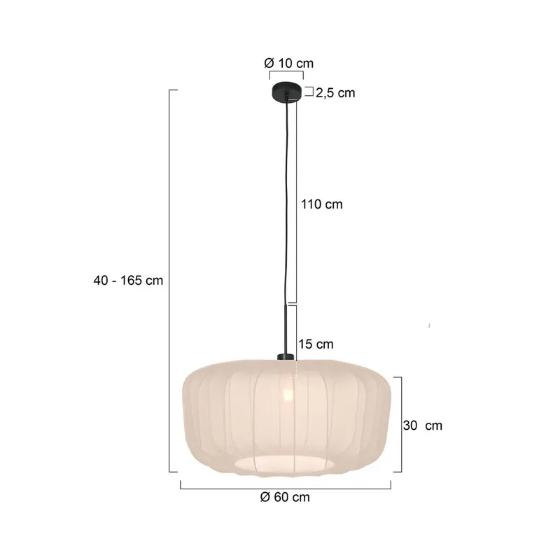 Żyrandol Sparkled Light, nylon w kolorze kremowym, Ø 60 cm, E27