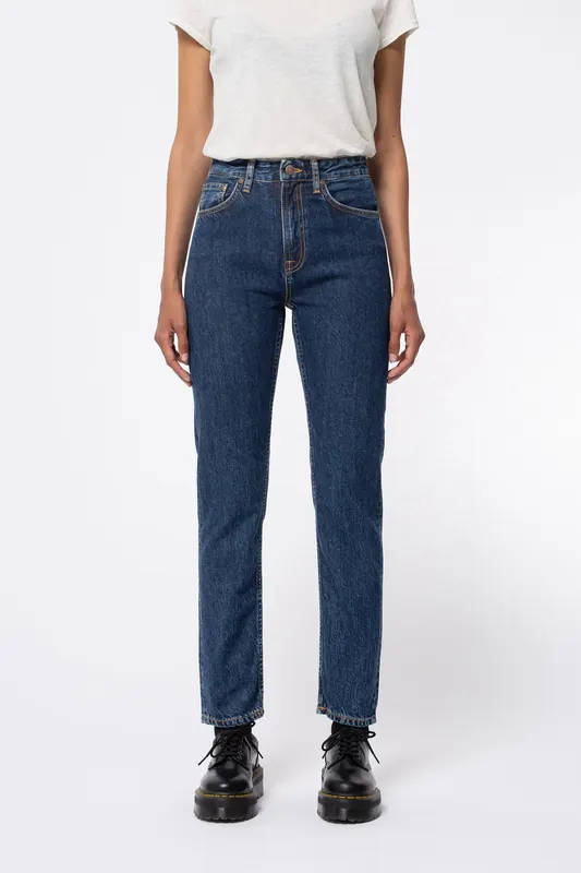 Nudie Jeans Breezy Britt Dark Stellar Dark Blue Maat: W26L28 | Slim Jeans Outlet | Dames | Blauw