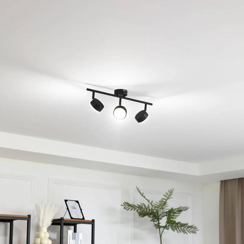 Lampa sufitowa Lindby Jyla, 3-punktowa, czarna matowa
