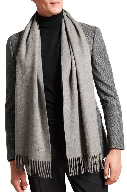 Ted Baker Stevenn Woollen Scarf Grey Maat: OS | Handschoenen Outlet | Heren | Grijs